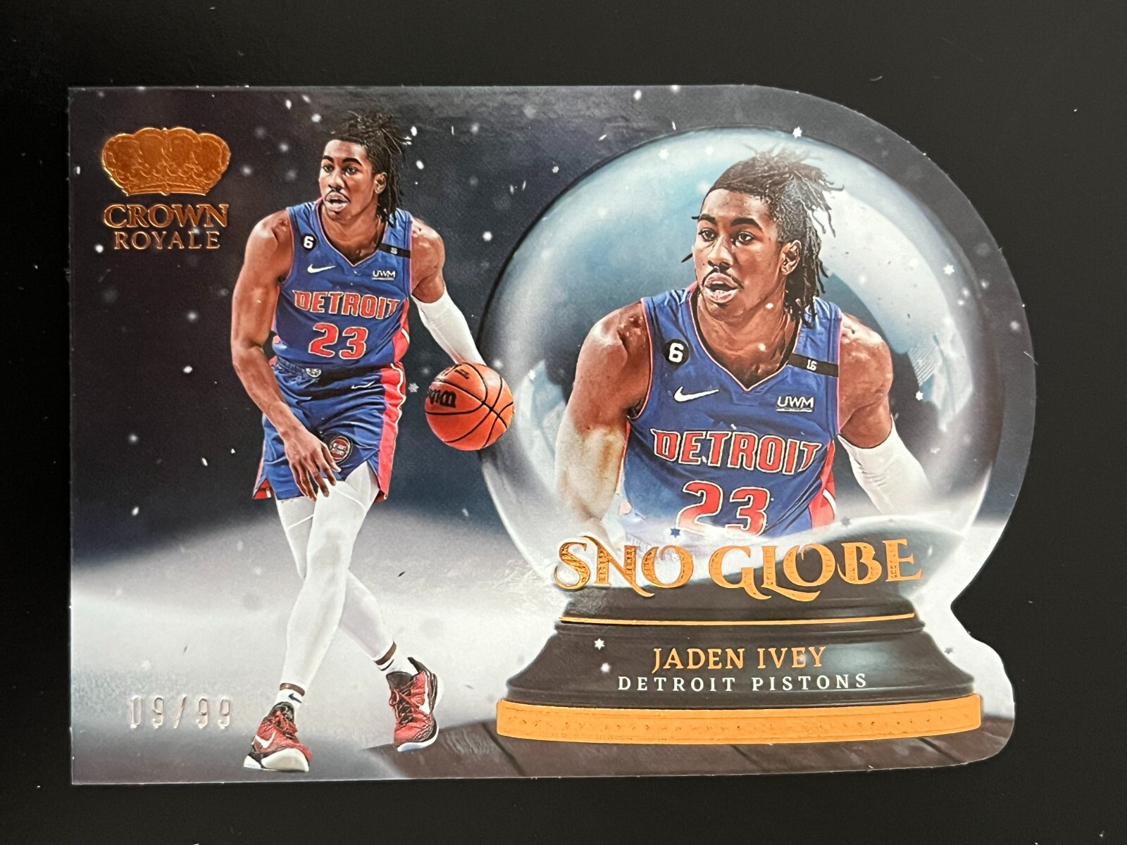 2022-23 Panini Crown Royale Jaden Ivey Sno Globe Die Cut #19 Rookie RC 09/99