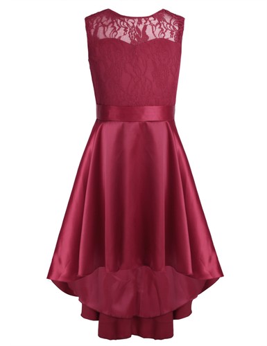 US Kids Girls Chiffon Flower Dress Sequins Lace Prom Party Gowns Wedding Dresses - Picture 48 of 77