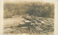 Aserradero postal RPPC Nueva York Dresden Station tala madera C-1910 23-2382