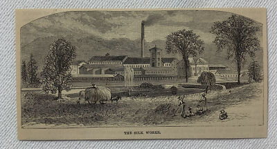 1872 magazine engraving~ THE SILK WORKS Manchester, CT