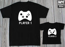 Player 1 Player 2 T Shirt Daddy Son Matching Shirts Christmas Matching Dad Son