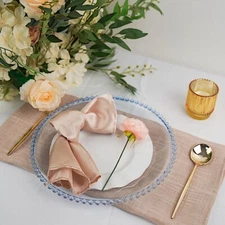 24 BLUE 12" Round Beaded Rim CHARGER PLATES Wedding Party Reception Supplies