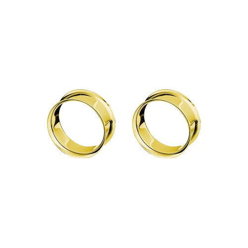 Pair of Surgical Steel PVD Gold Double Flare Ear Tunnels Earlets Gauges Plugs - Picture 102 of 109