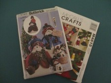 Sewing Pattern Lot of 2 McCalls M4615 Butterick 5785 Snowmen Stockings Ornaments