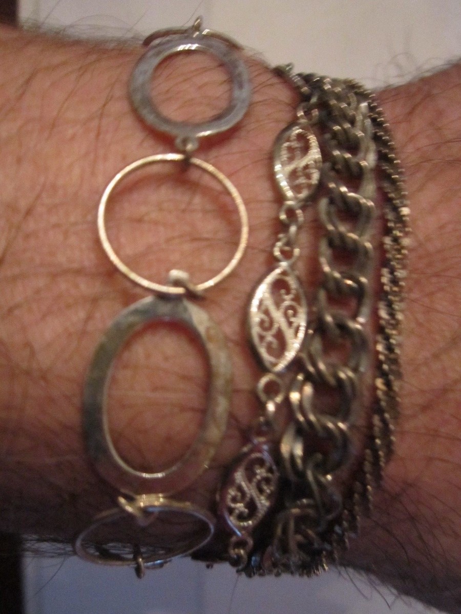 5 STERLING SILVER BRACELETS - ASSORTED - 33 GRAMS TW - FITS 6