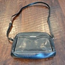 Vintage Villager By Liz Claiborne Crossbody Bag Faux Leather Black Purse Retro