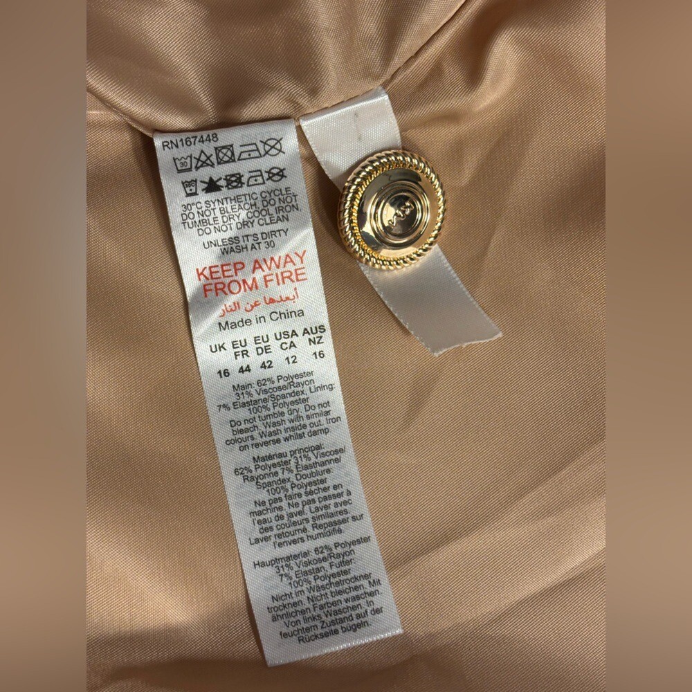 KAREN MILLEN Tailored Mini Dress Stretch Essential Waist Tab Button Camel NEW 12 thumbnail 15