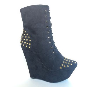 studded wedge booties