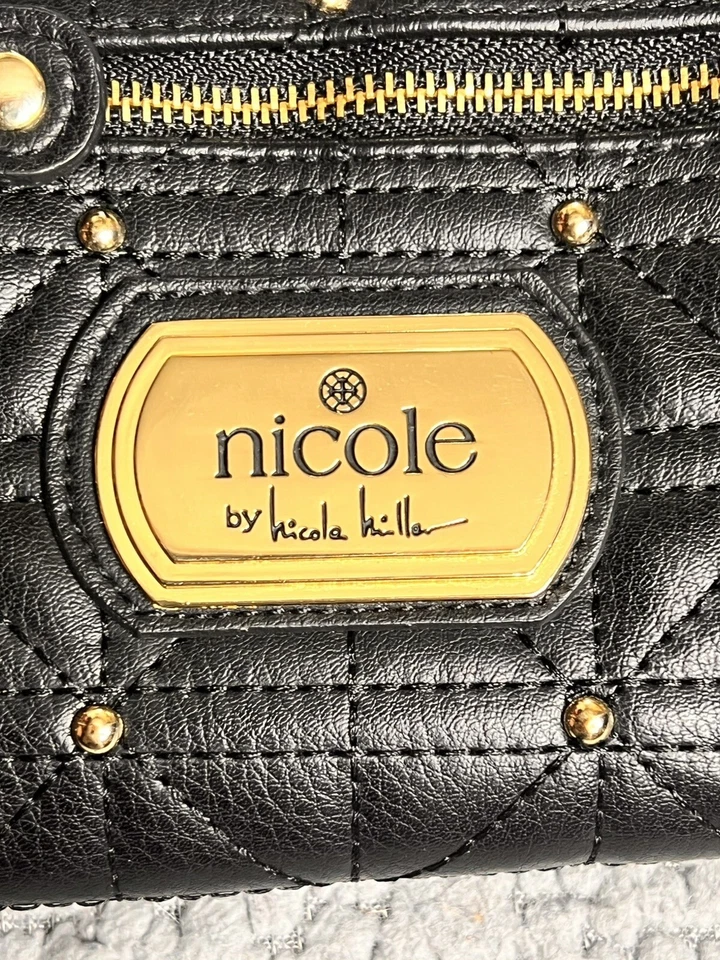 Сумочка на запястье Nicole By Nicole Miller черная с золотой молнией вокруг со слотами для карт - Изображение 3 из 4