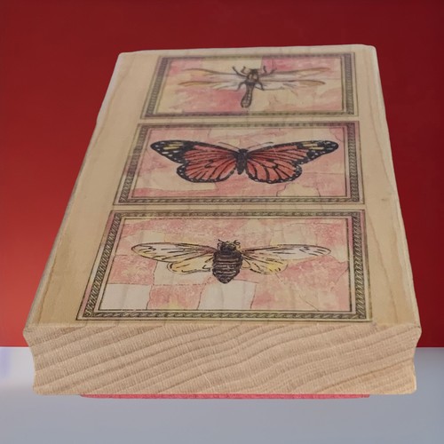 NEW Large Wood Mount Dragonfly Butterfly Bee Rubber Stamp by Stamps Happen 90349 - Picture 8 of 11