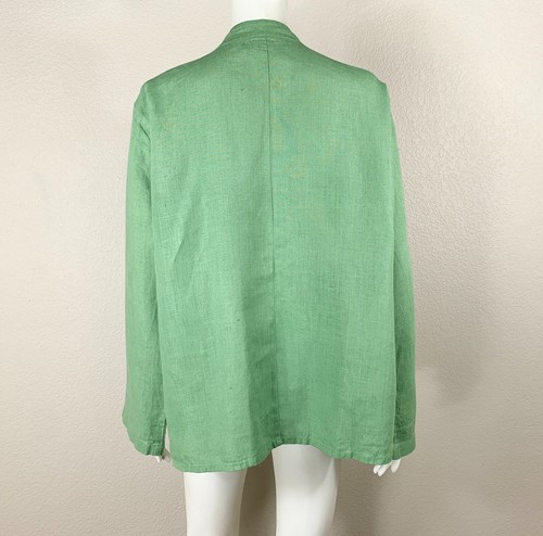 FLAX 100% Linen Jacket Cargo Pockets Wooden Button Front Size Medium NTSF - Bild 4 von 7