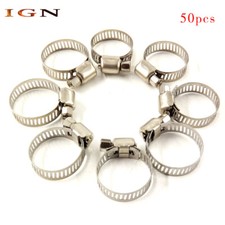 50 Pcs 3/4"-1" Adjustable Stainless Steel Drive Hose Clamps Fuel Line Worm Clip