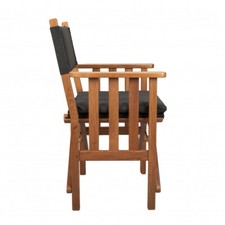 20" Black and Natural Wood Solid Wood Indoor Outdoor Director Chair with Blac...
