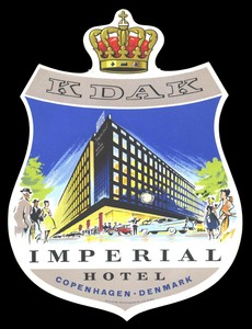 Details About Imperial Hotel Copenhagen Denmark Vintage Luggage Label - 