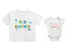 Little Sister Stars, Big brother t-shirt, Matching sibling Outfits/shirts