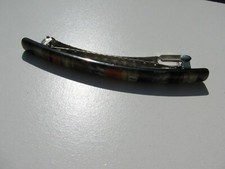 MARKED PAT. MUTED RESIN MOONGLOW THERMOSET LUCITE HAIR NARROW LONG BARRETTE
