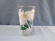 Boscul Peanut Butter Glass Tumbler White Poinsettia - White Name Near Bottom #24