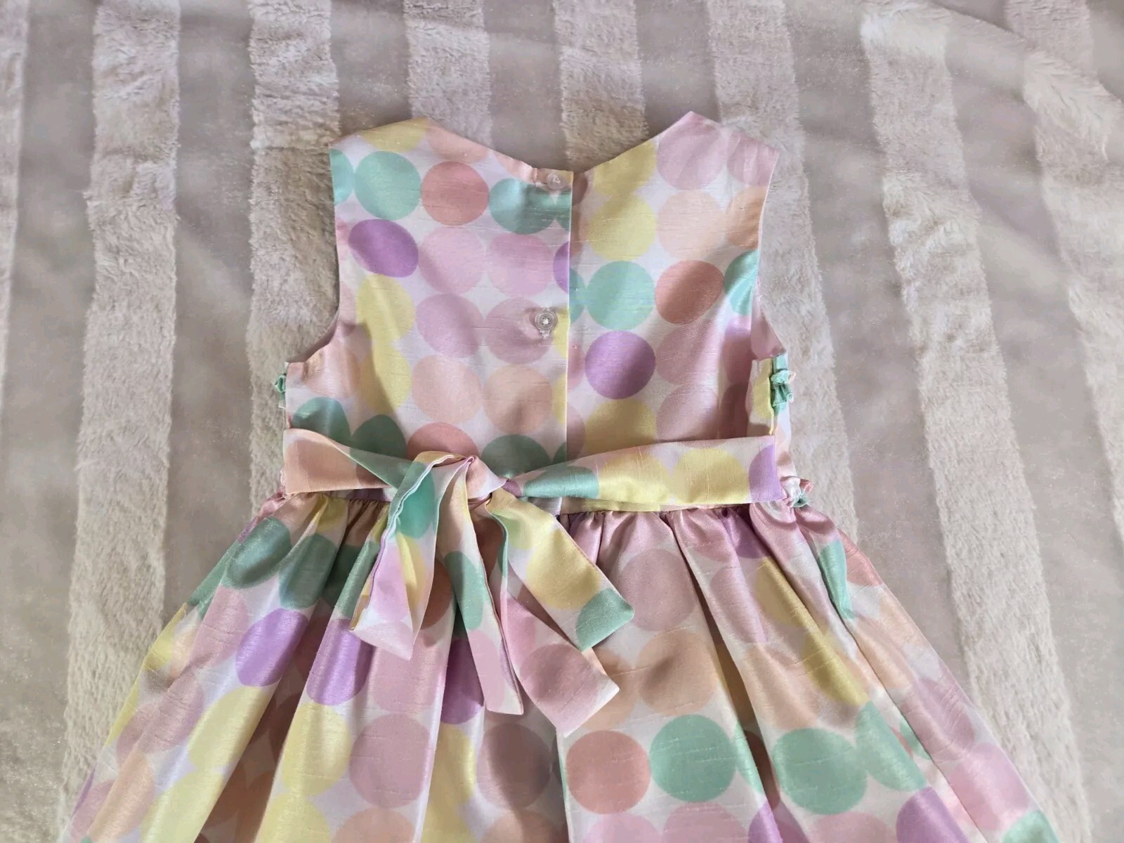 Girls Brooke Lindsay Pastel Pink Green Polka Dot Tulle Lined Party Dress Size 6