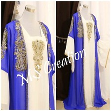 SALE New Moroccan Kaftan Crystal Work African Party Wear Abaya Dress Long Gown96