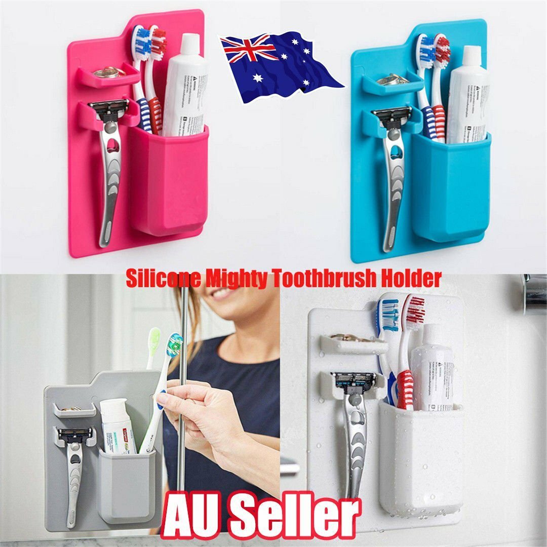 Silicone Mighty Toothbrush Holder Bathroom Organizer Storage Space