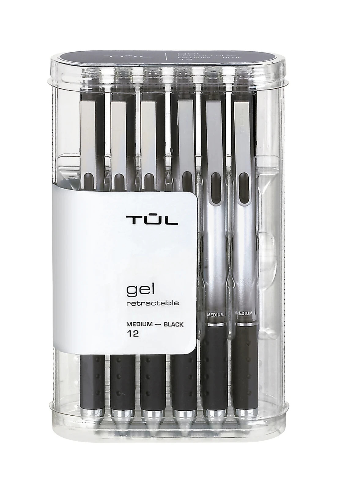 TUL® GL Series Retractable Gel Pens, Medium Point, 0.7 mm, Silver Barrel, Black
