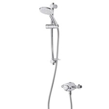 Image of Triton Thermostatic Mixer Shower Concentric 5 Spray Patterns Silver Round Modern