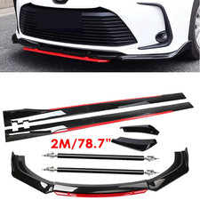 For Toyota Corolla Glossy Black Look Red Front Lip Chin Bumper Side Skirt For Toyota Corolla Glossy Black Look Red Front Lip Chin Bumper Side Skirt
