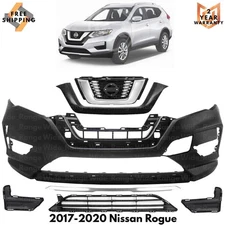 Front Bumper Cover Fascia & Grille Assembly Kit For 2017-2020 Nissan Rogue
