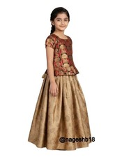 Girls Maroon Lehenga Choli, Kids Indian Ethnic Festive wear , Pattu Pavadai