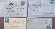 🦬 Lot de 4 Lettres avec N°14 et 22-20 c Bleu Empire-Différentes oblitérations🦬