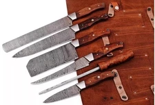 Premium Damascus Chef Knife Set - Impeccably Crafted Blades, Elegant Wood Handle