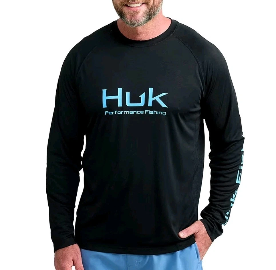 Chemise De Pêche Huk Performance Homme Taille XL Manches Longues Noir Gris – Occasion