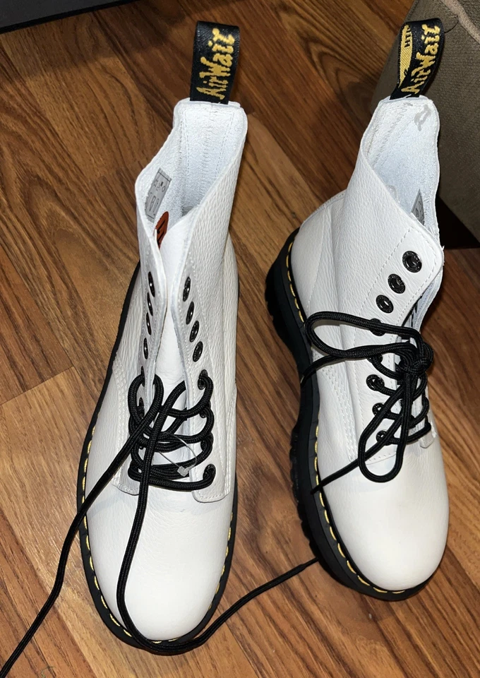 Doc Dr. Martens Max White Combat Boots Platform Women's US 11 Air Wair Bouncing - Image 4 of 4