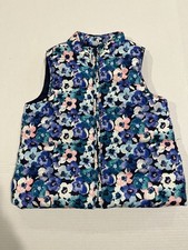 Gymboree girls flower puffer vest size S 5/6 with pockets adorable