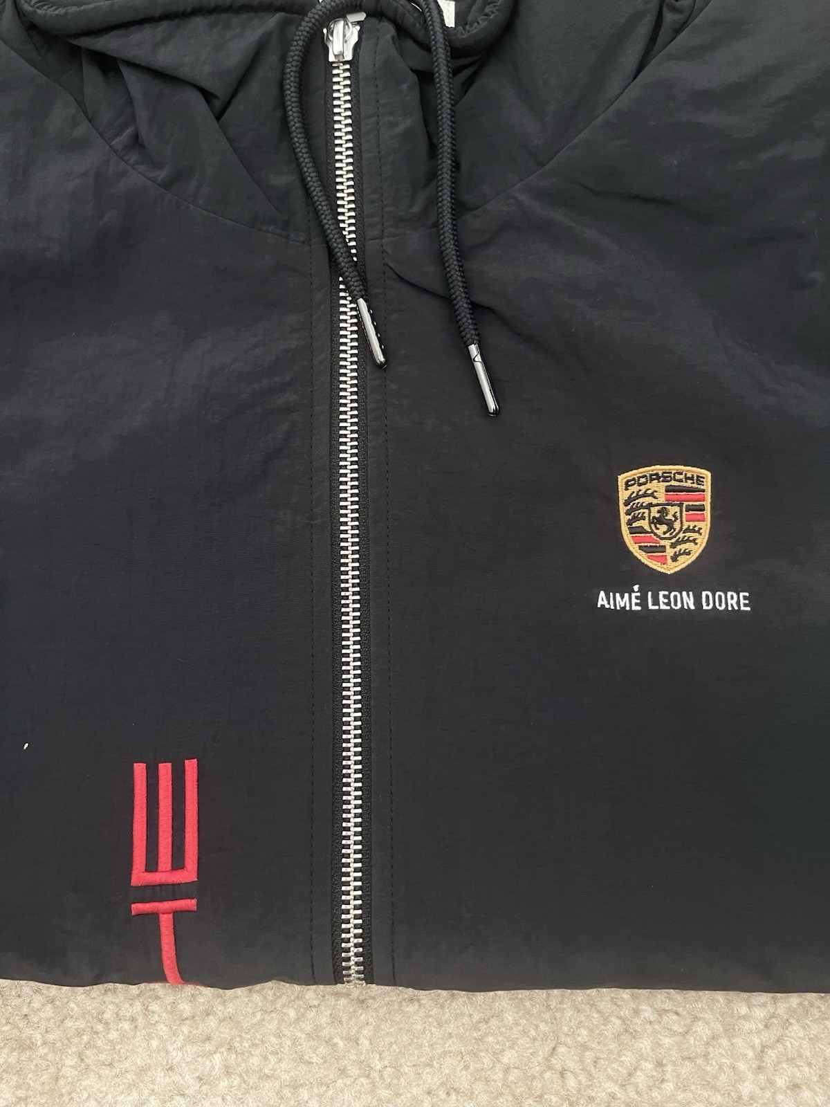 Aime Leon Dore ALD Porsche Nylon Track Jacket Jet Black Size XL image 10