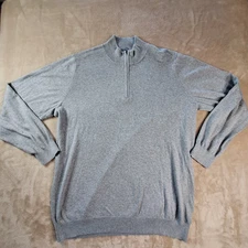 L.L. Been Sweater Men's 2XLT XXLT Tall Gray Cotton Cashmere Blend 1/4 Zip