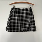 Zara Trafaluc Black White Plaid Tweed Mini Skirt Women’s XS Zipper Front Lined — photo 1