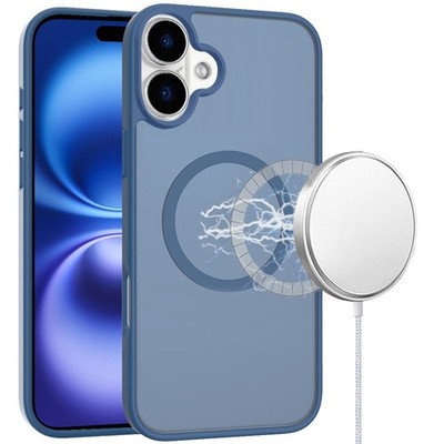 For iPhone 17 Case Magnetic Circle Soft Touch Frosted Cover + Tempered Glass