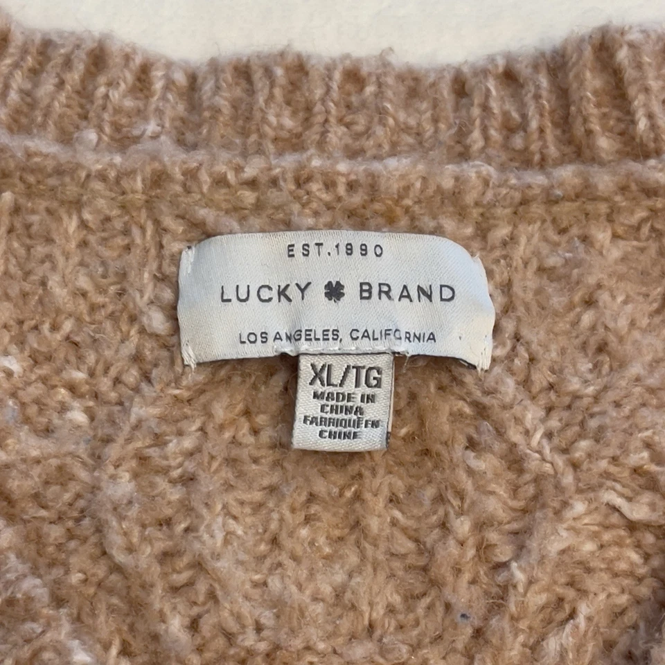 Suéter Lucky Brand para mujer XL relajado mezcla de algodón cuello en V cómodo Cottagecore Foto 4 de 4