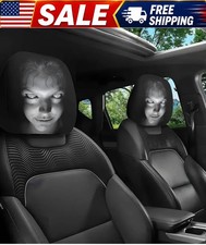 2pcs Car Scary Mask Face Headrest Cover Costume Front Seat Protector Decoration