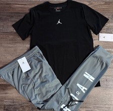 NWT Nike Air Jordan Boys YLG Black/Gray/White Jogger Pants Set Large