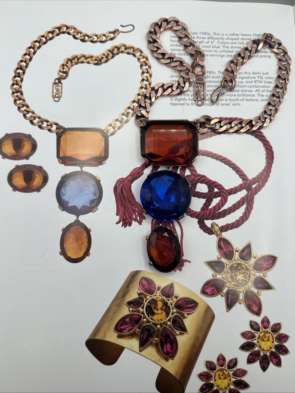 Vintage 1980’s YSL Swarovski Stone Necklace Very Rare # 882