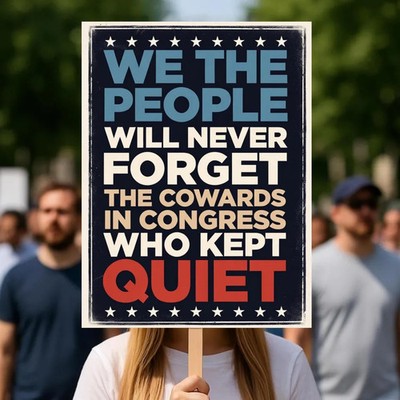 We The People Will Never Forget Cowards In Congress Who Kept Quiet Protest Sign