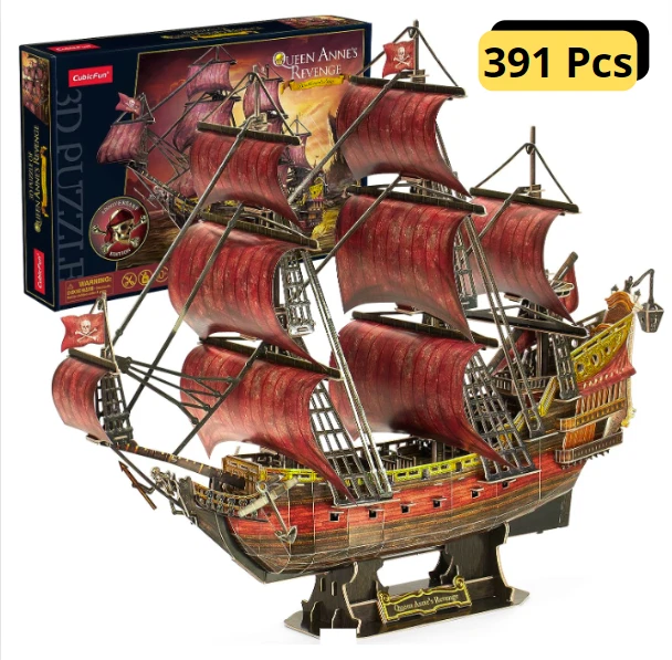 Rompecabezas 3D para Adultos Niños Láser Rojo Reina Ana Venganza 391 Piezas Genial Pirata Sh Foto 2 de 4