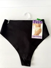 Naomi & Nicole Light Shaping Thong Tummy Control Large Black 7538 NEW