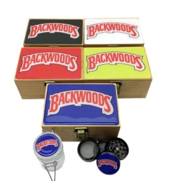 Backwoods Wooden Box Grinder Glass Jar - RED - NEW - CHEAP PRICE
