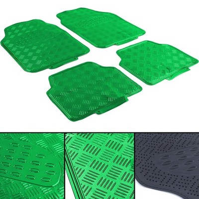 Auto Gummi Fußmatten Set 4tlg Alu Riffelblech Look Universal Chrom Grün
