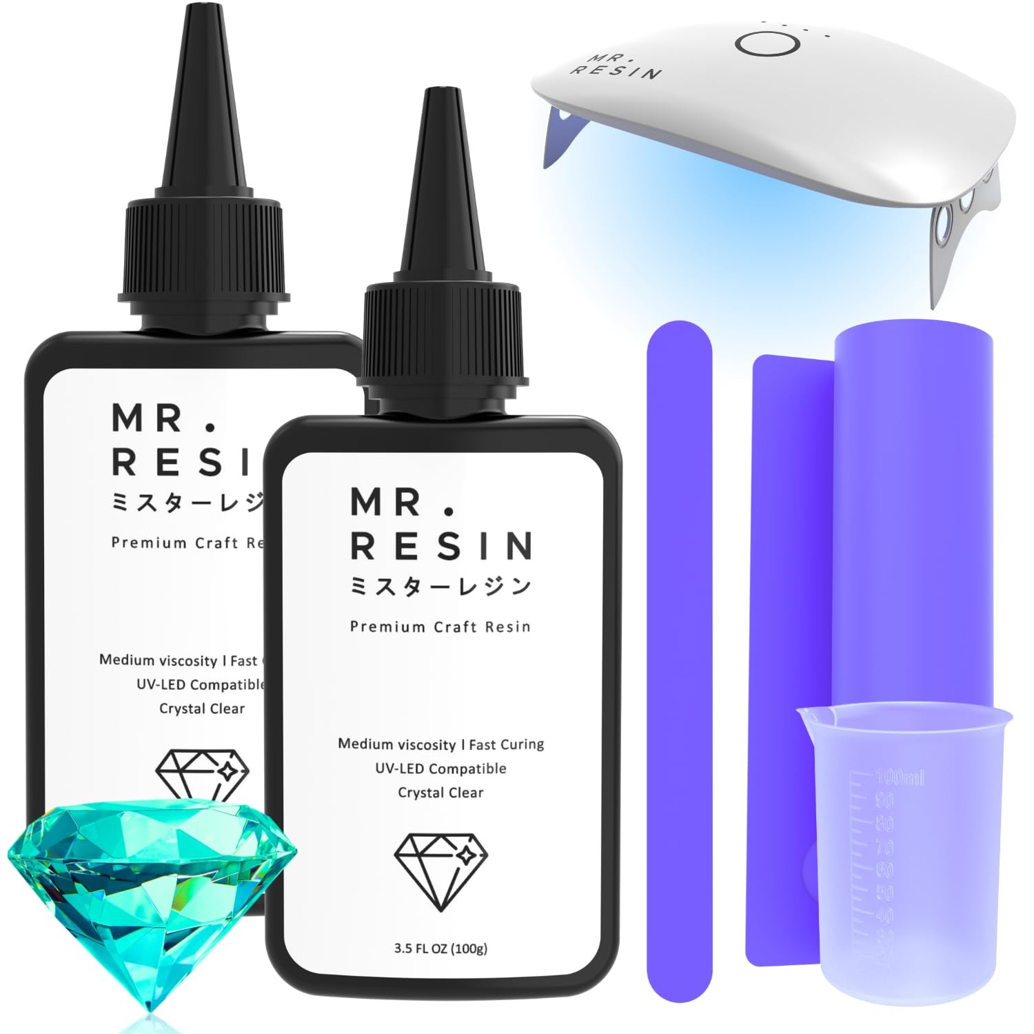 UV Resin Kit with Light - 200g Crystal Clear Epoxy for Crafts