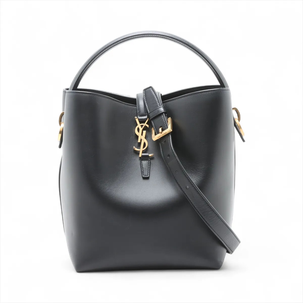 Saint Laurent Paris LE 37 Leather 2 Way Shoulder Bag Black 742828