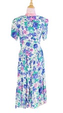 Vintage 90s Floral Flutter Sleeve E.D Michael’s Sz 8 Pastel Feminine Midi Dress